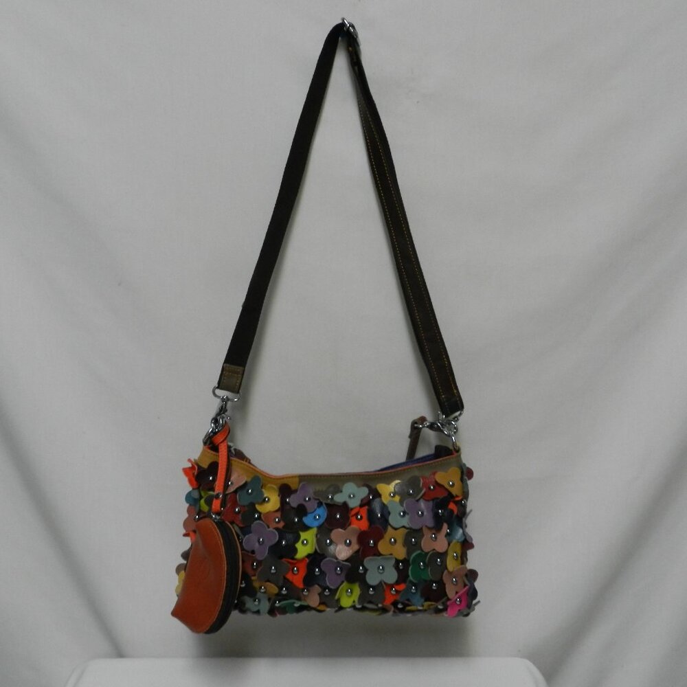 Ameri Leather Flower Applique Crossbody Bag Handb… - image 3